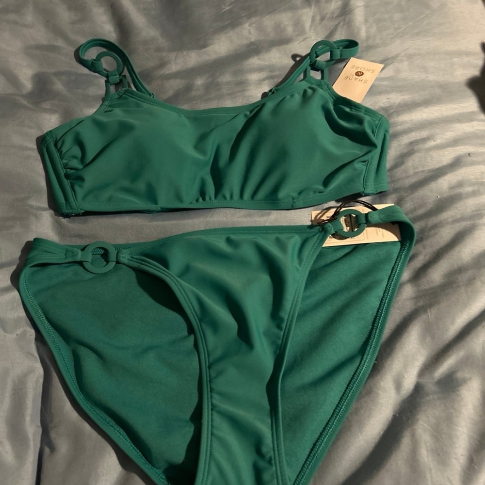 Green Bikini Set with Ring Details